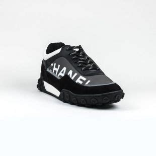 chanel cc grey black white nylon calfskin sneaker|Chanel tweed shoes.